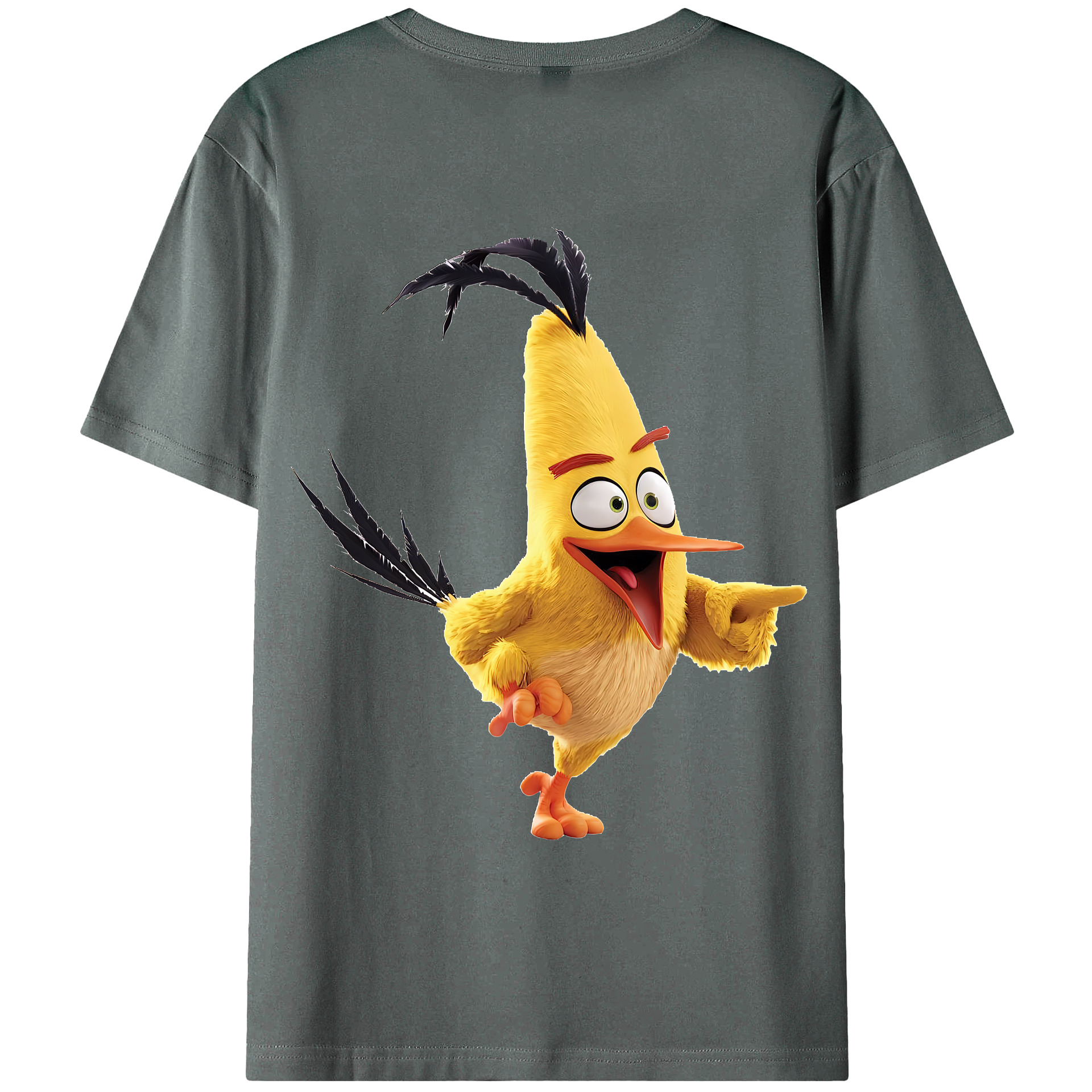（画像用） Angry Birds アングリーバード 綿100％ メンズ半袖Tシャツ（バックプリント） 通気性